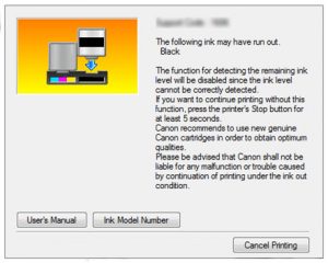 error run out printer canon